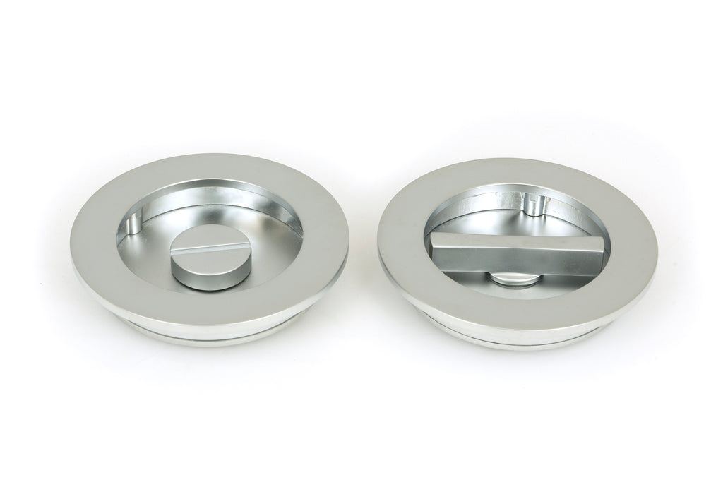 From The Anvil's Satin Chrome Plain Round Pull - Privacy Set