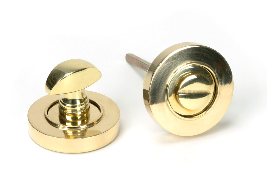 From The Anvil's Polished Brass Round Thumbturn Set