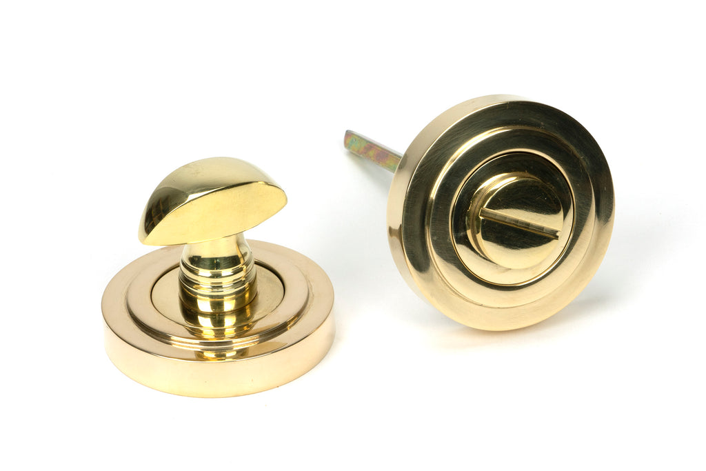 From The Anvil's Polished Brass Round Thumbturn Set