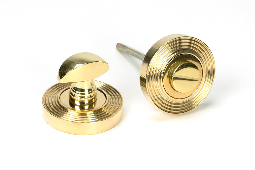 From The Anvil's Polished Brass Round Thumbturn Set