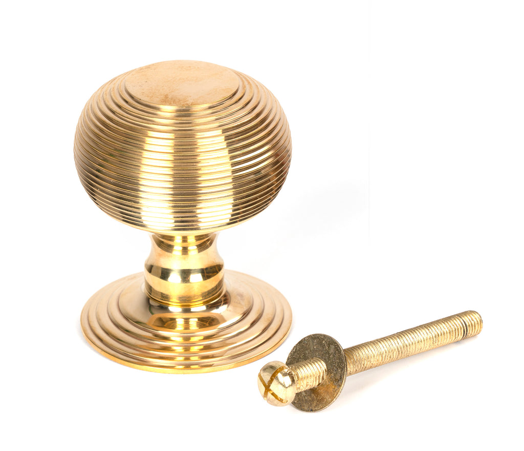 From The Anvil's Polished Brass Beehive Centre Door Knob