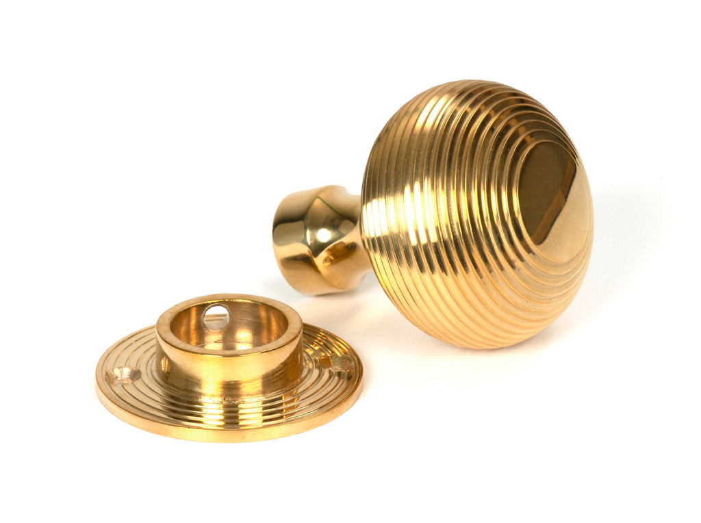 From The Anvil's Polished Brass Heavy Beehive Mortice/Rim Knob Set