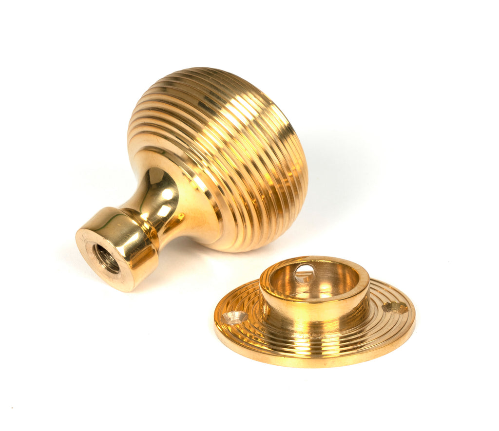 From The Anvil's Polished Brass Heavy Beehive Mortice/Rim Knob Set