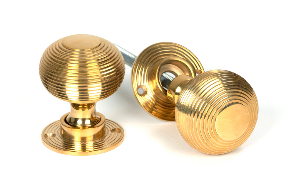 From The Anvil's Polished Brass Heavy Beehive Mortice/Rim Knob Set