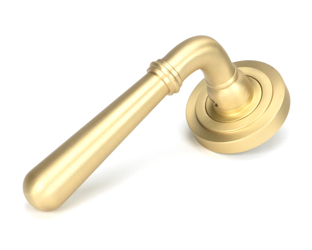 From The Anvil's Satin Brass Newbury Lever on Rose Set (Sprung)