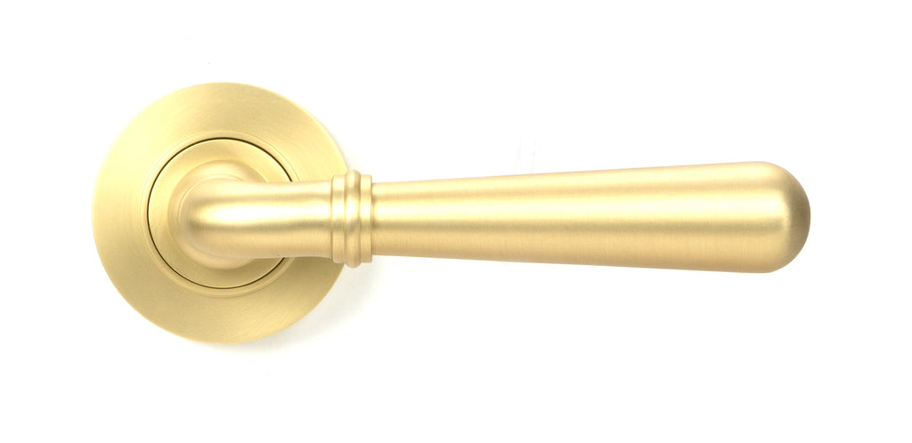 From The Anvil's Satin Brass Newbury Lever on Rose Set (Unsprung)