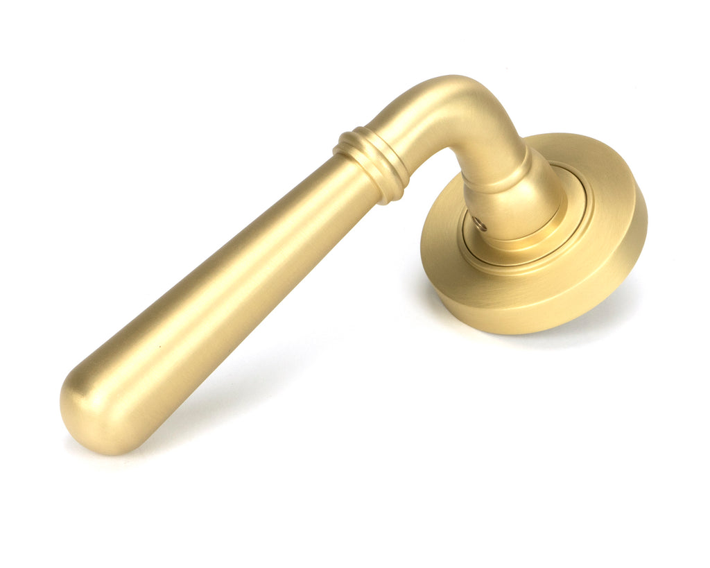 From The Anvil's Satin Brass Newbury Lever on Rose Set (Unsprung)