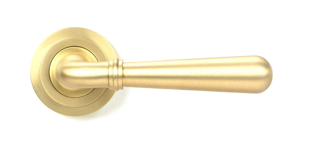 From The Anvil's Satin Brass Newbury Lever on Rose Set (Unsprung)