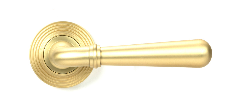 From The Anvil's Satin Brass Newbury Lever on Rose Set (Unsprung)