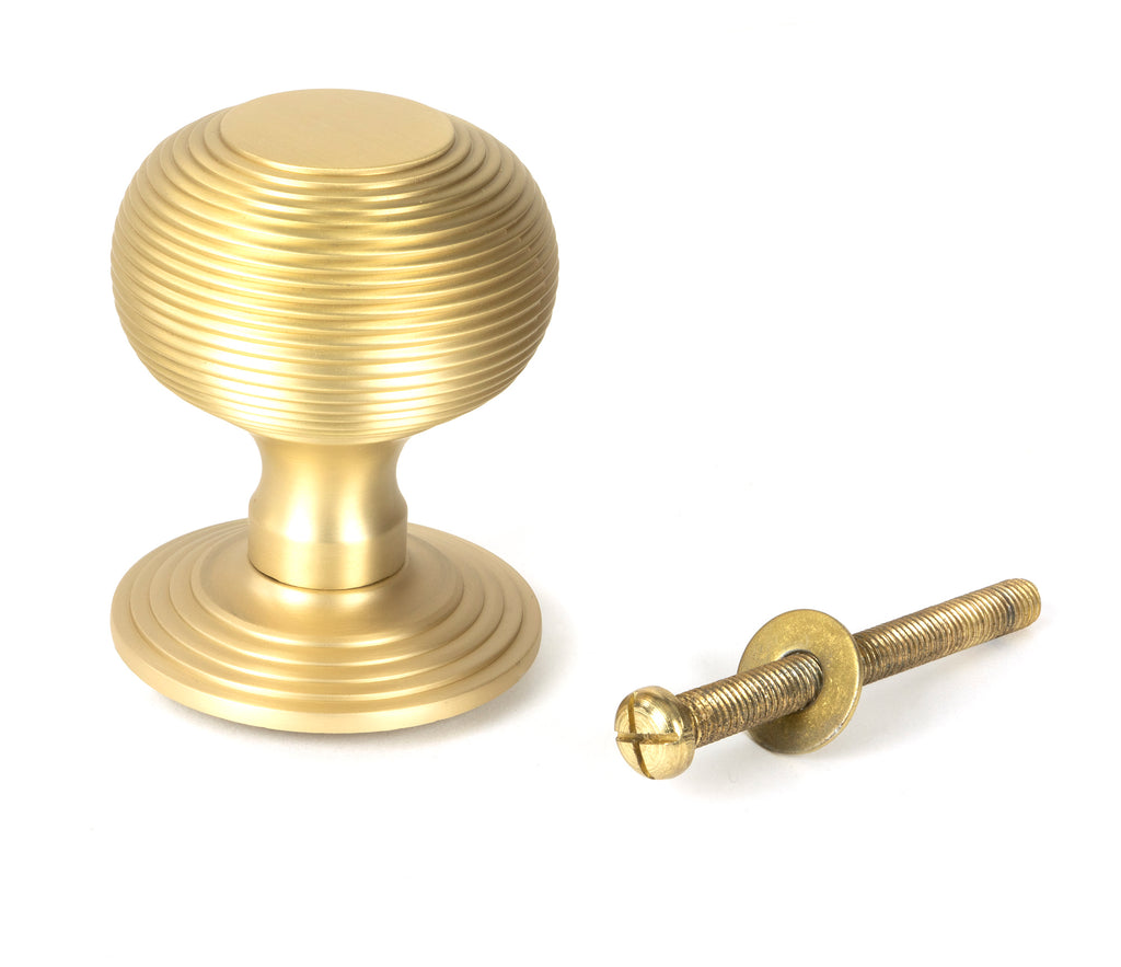 From The Anvil's Satin Brass Beehive Centre Door Knob