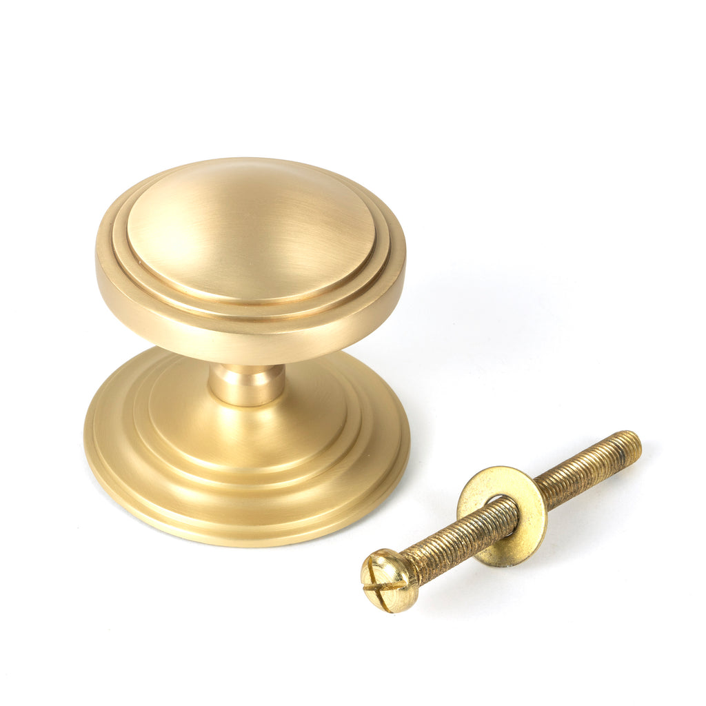 From The Anvil's Satin Brass Art Deco Centre Door Knob