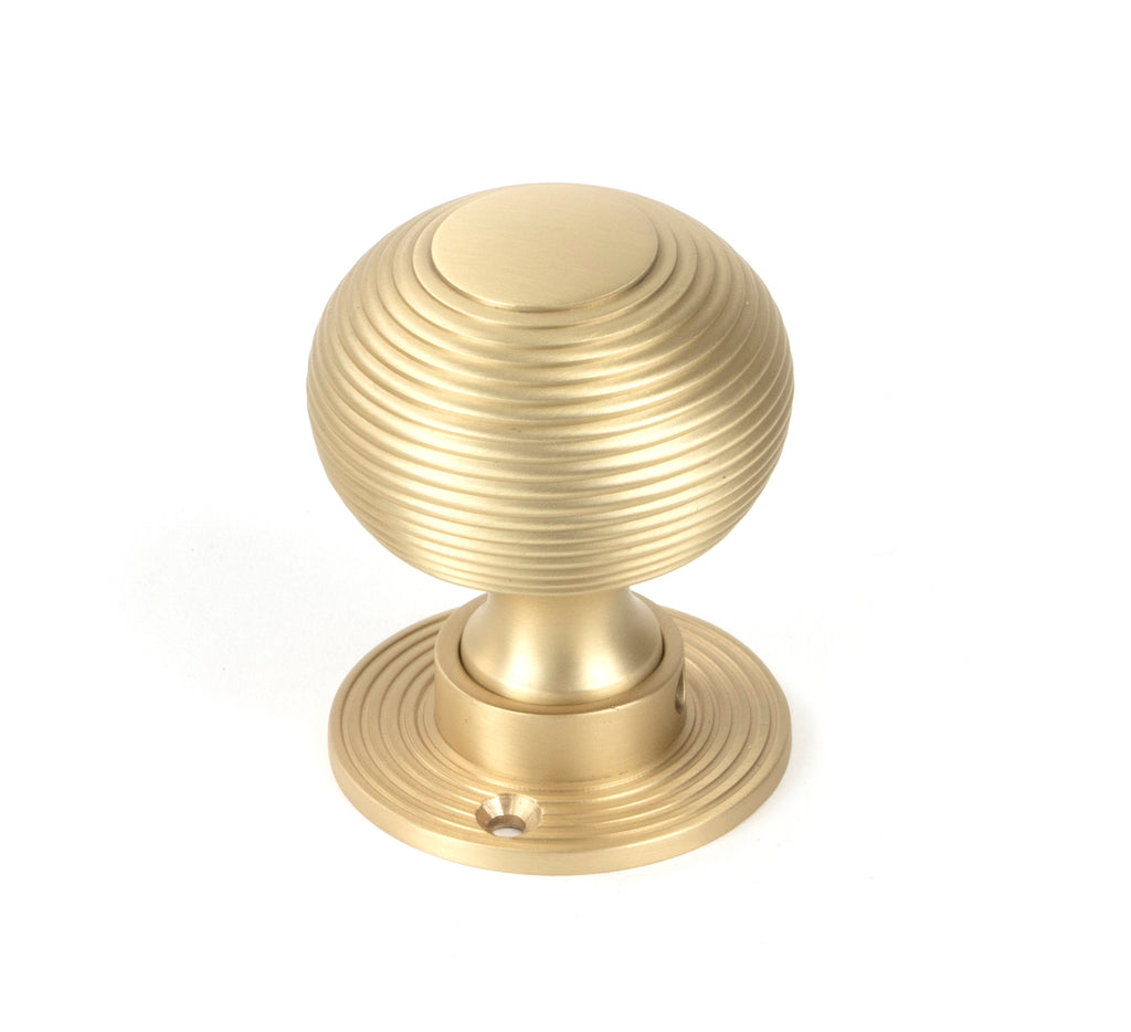 From The Anvil's Satin Brass Heavy Beehive Mortice/Rim Knob Set