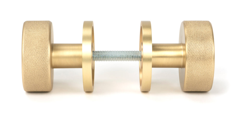 From The Anvil's Satin Brass Brompton Mortice/Rim Knob Set