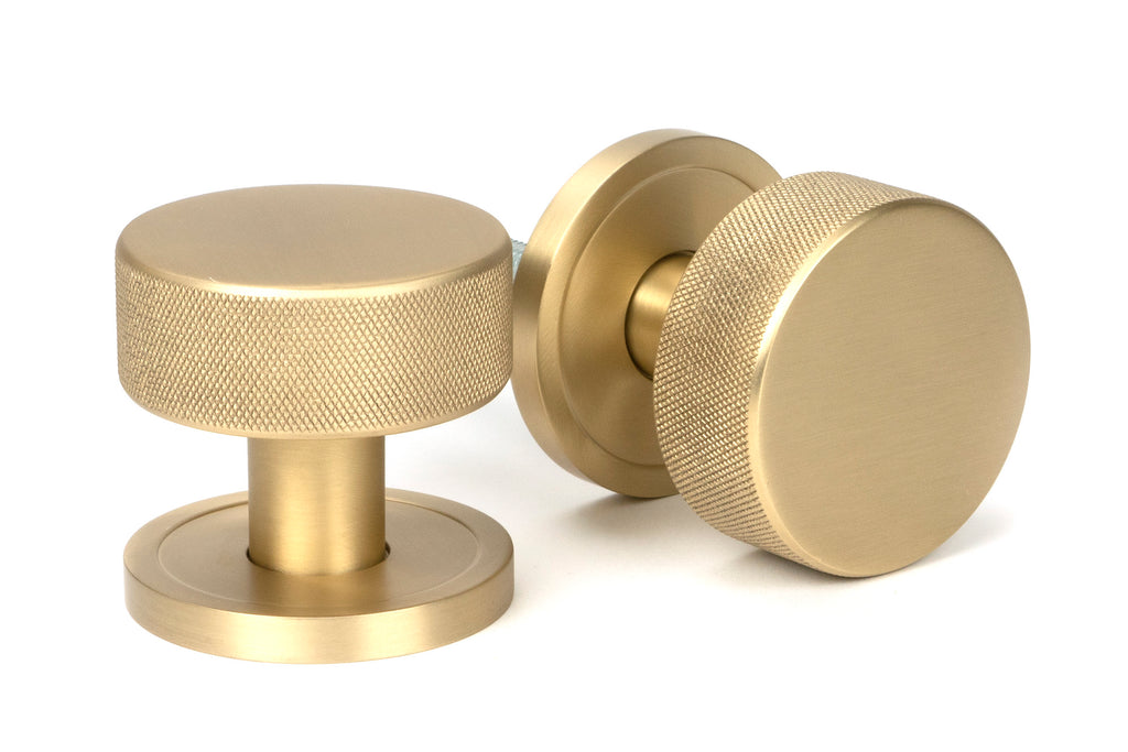 From The Anvil's Satin Brass Brompton Mortice/Rim Knob Set