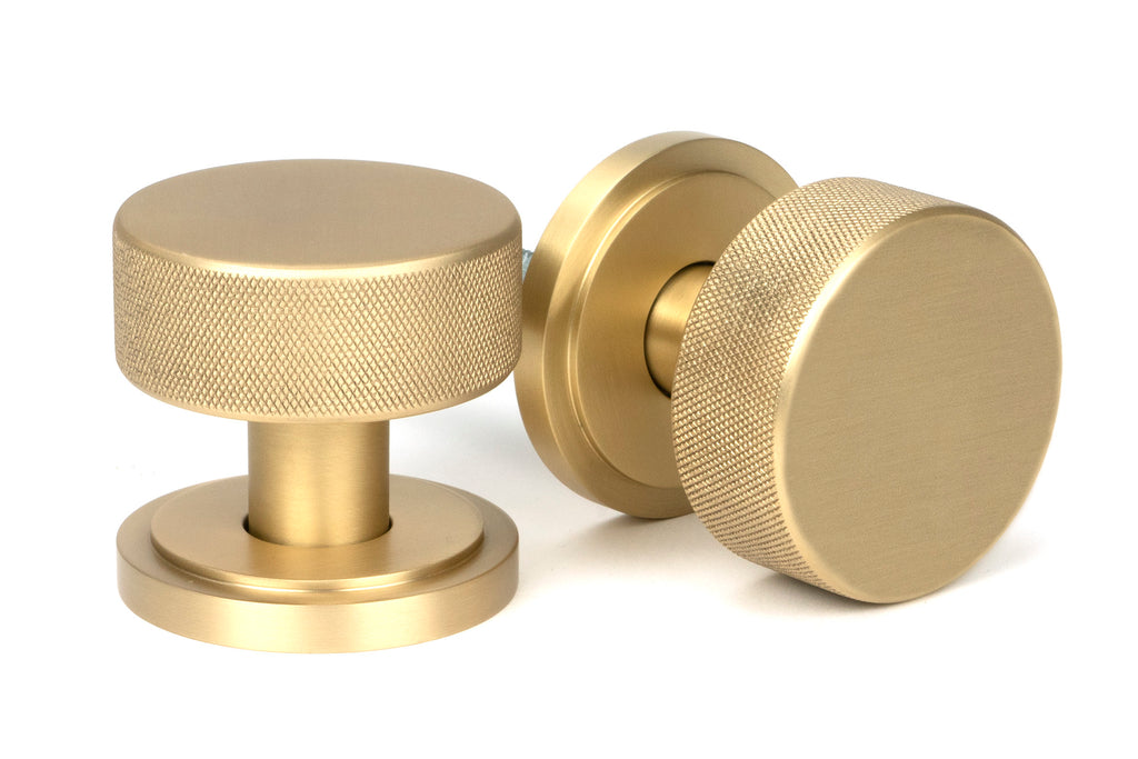 From The Anvil's Satin Brass Brompton Mortice/Rim Knob Set