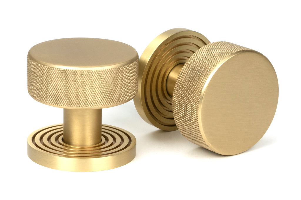 From The Anvil's Satin Brass Brompton Mortice/Rim Knob Set