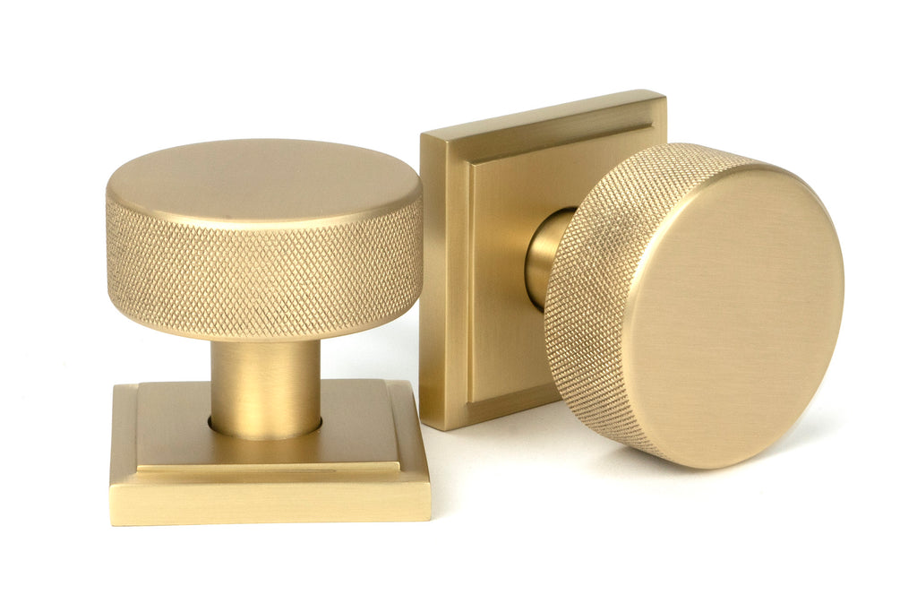 From The Anvil's Satin Brass Brompton Mortice/Rim Knob Set