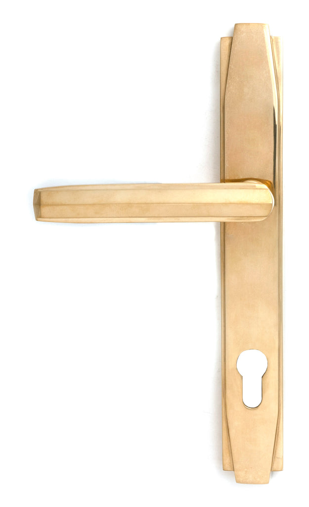 From The Anvil's Polished Brass Art Deco Slimline Lever Espag. Lock Set