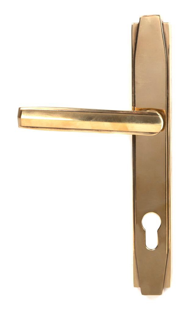 From The Anvil's Aged Brass Art Deco Slimline Lever Espag. Lock Set