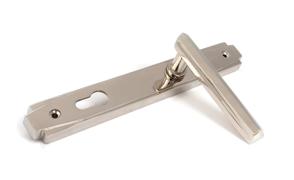 From The Anvil's Polished Nickel Art Deco Slimline Lever Espag. Lock Set