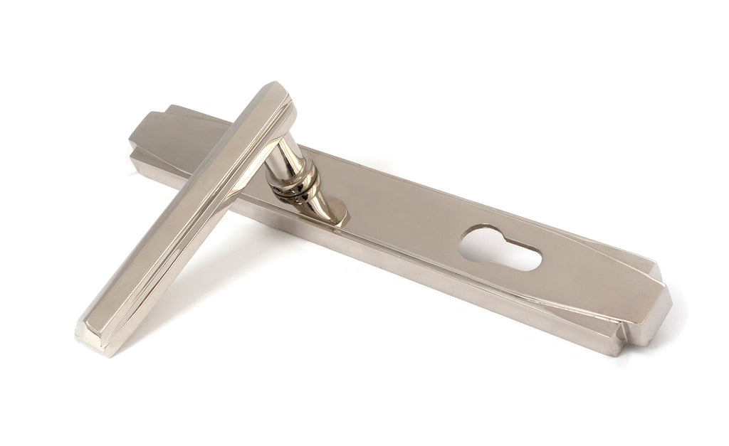 From The Anvil's Polished Nickel Art Deco Slimline Lever Espag. Lock Set