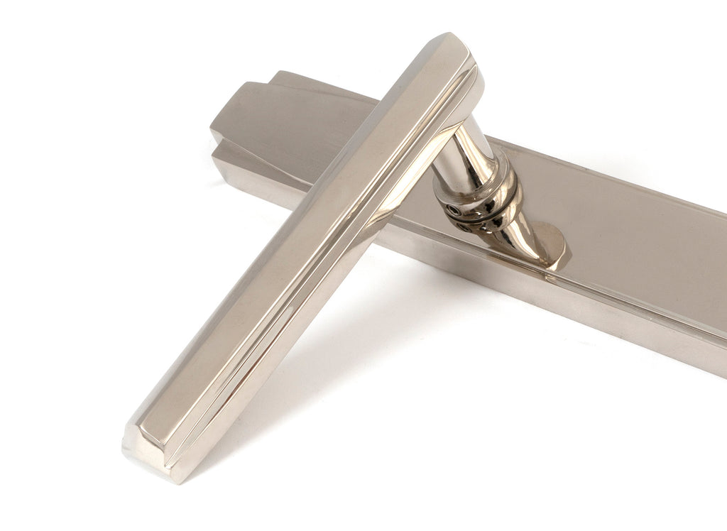 From The Anvil's Polished Nickel Art Deco Slimline Lever Espag. Lock Set