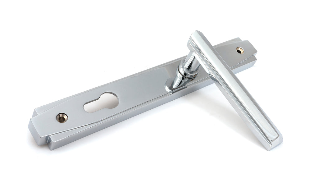 From The Anvil's Polished Chrome Art Deco Slimline Lever Espag. Lock Set