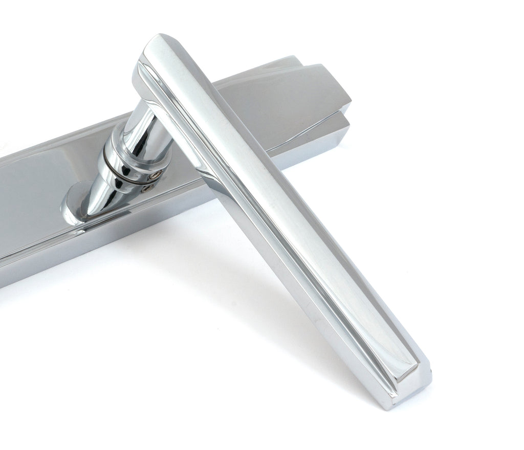 From The Anvil's Polished Chrome Art Deco Slimline Lever Espag. Lock Set