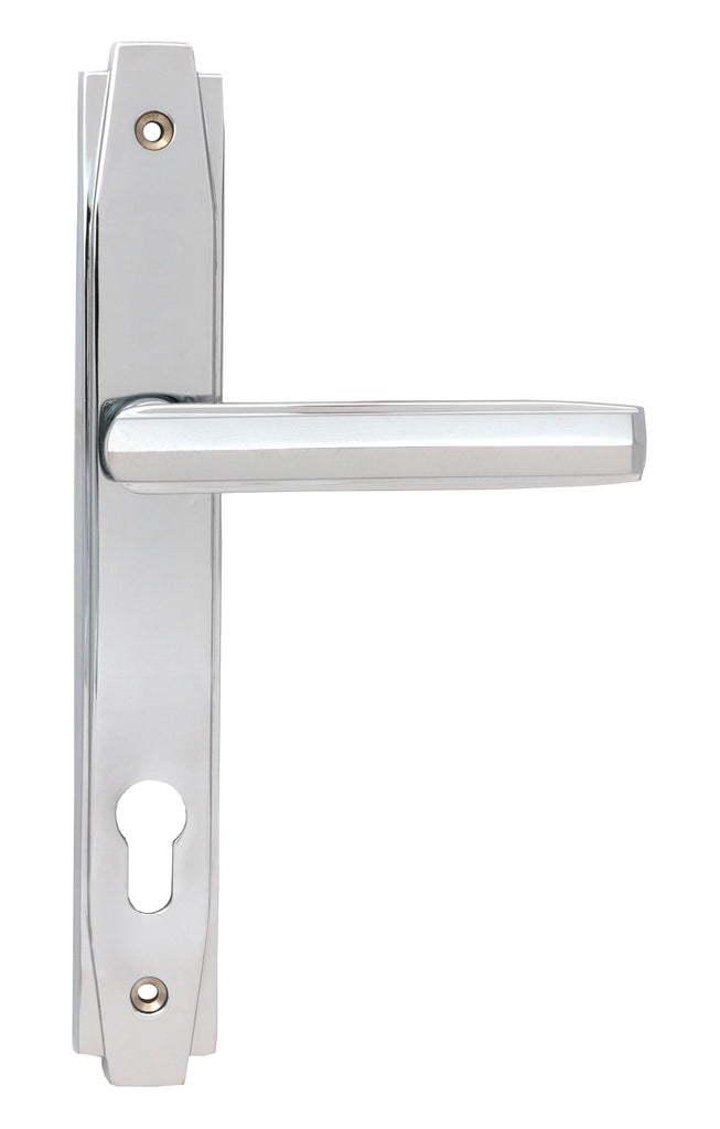 From The Anvil's Polished Chrome Art Deco Slimline Lever Espag. Lock Set