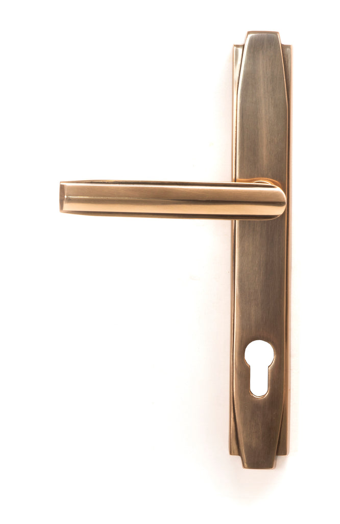 From The Anvil's Polished Bronze Art Deco Slimline Lever Espag. Lock Set