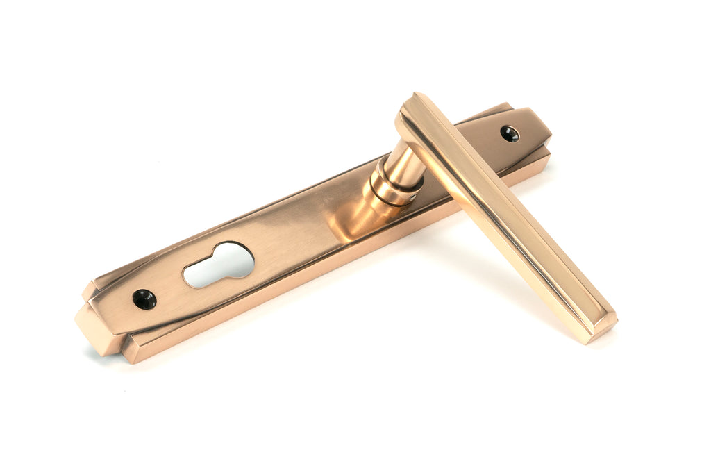 From The Anvil's Polished Bronze Art Deco Slimline Lever Espag. Lock Set