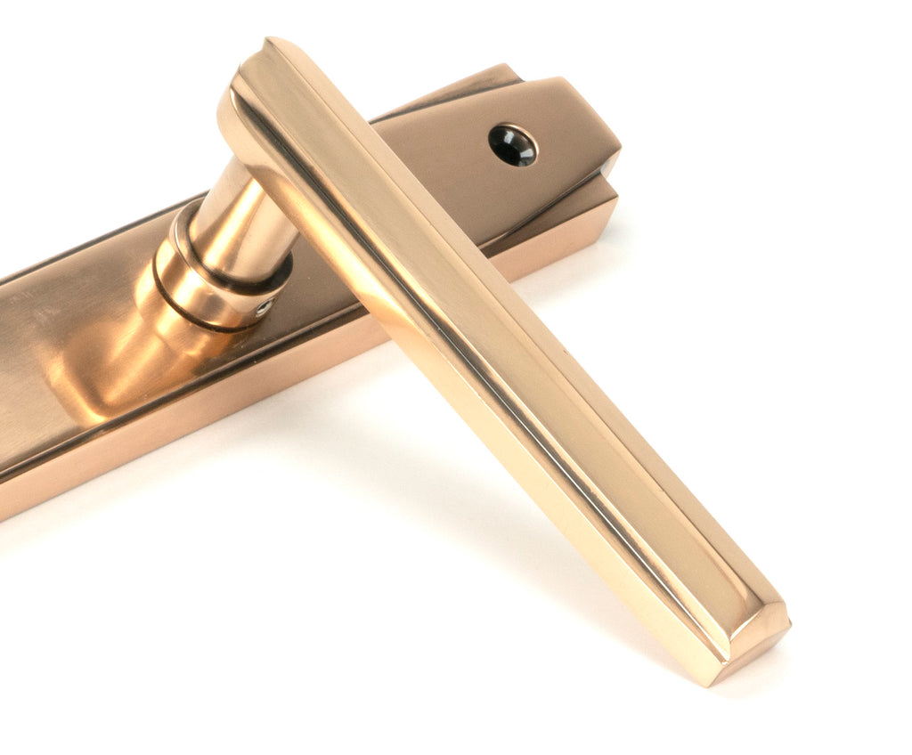 From The Anvil's Polished Bronze Art Deco Slimline Lever Espag. Lock Set