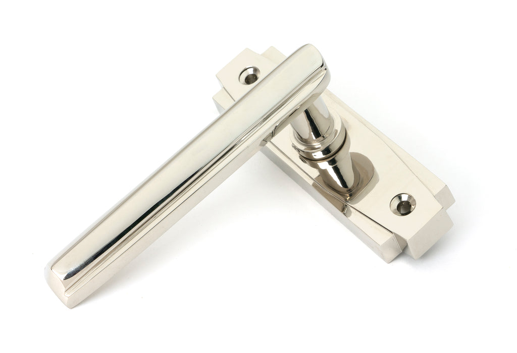 From The Anvil's Polished Nickel Art Deco Lever on Rose Set