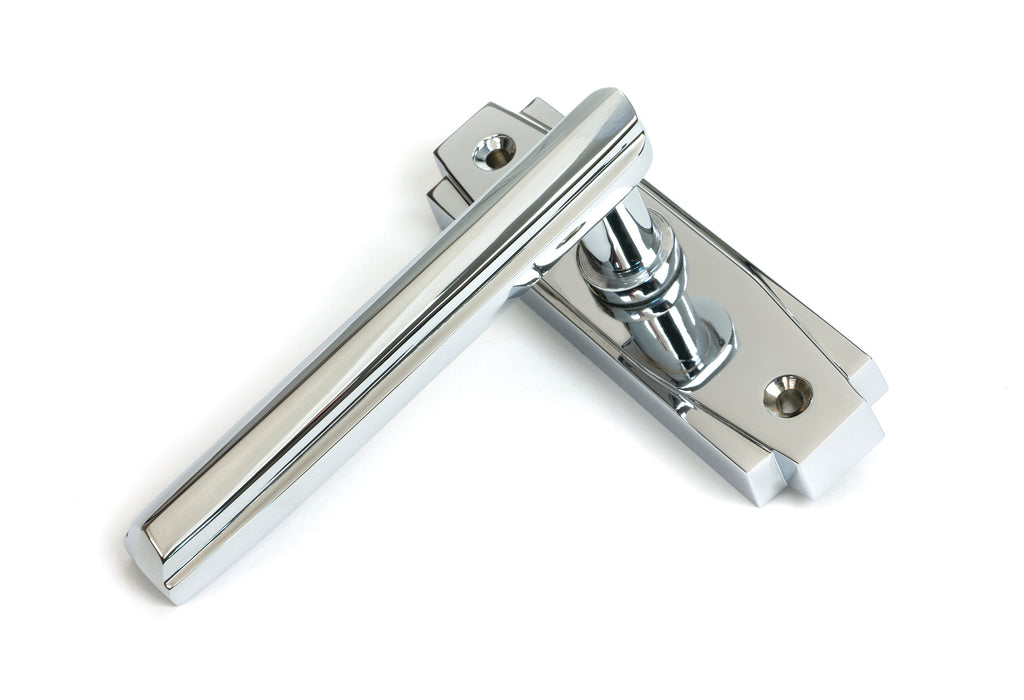 From The Anvil's Polished Chrome Art Deco Lever on Rose Set