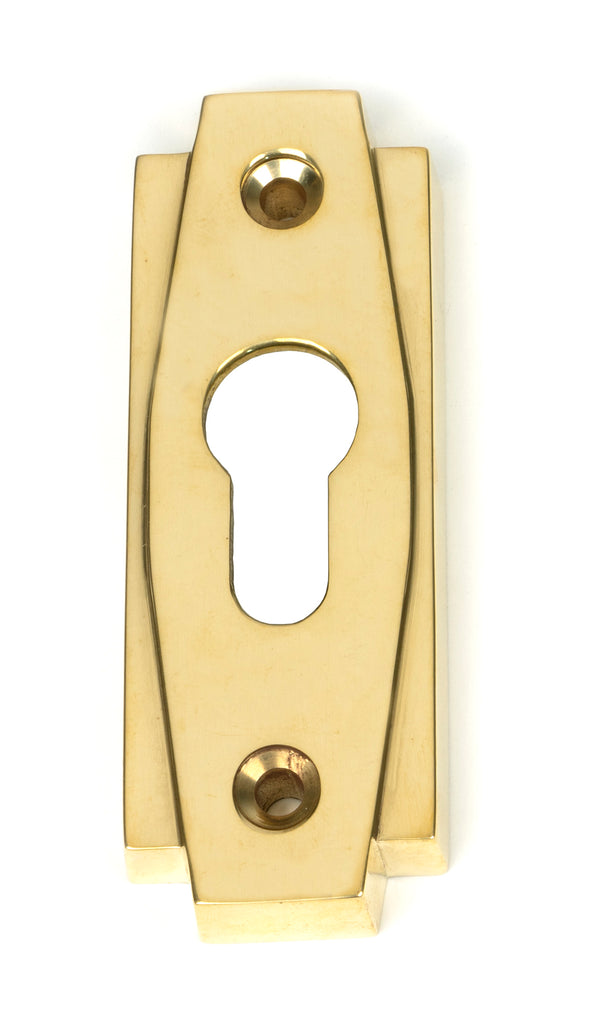 From The Anvil's Polished Brass Art Deco Euro Escutcheon Set