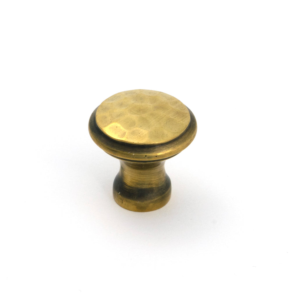 From The Anvil's Aged Brass Hammered Cabinet Knob