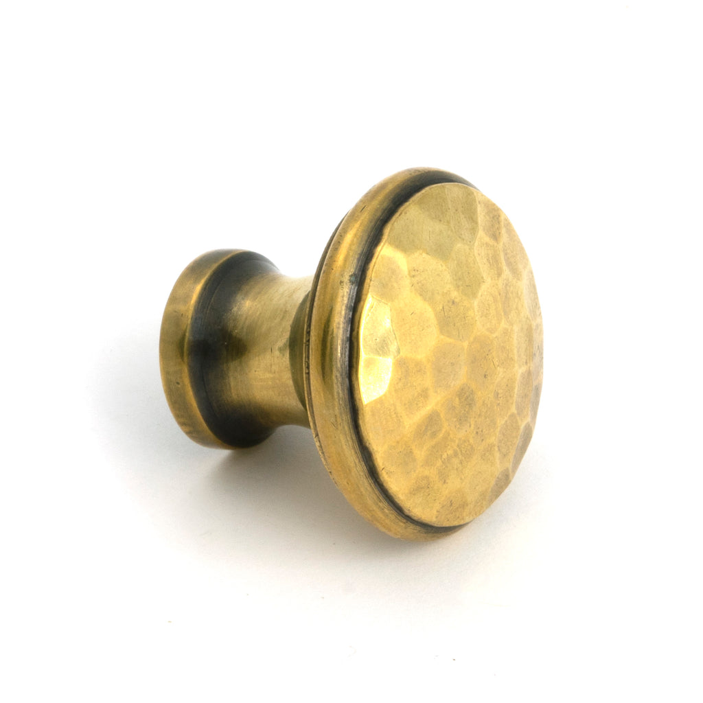 From The Anvil's Aged Brass Hammered Cabinet Knob