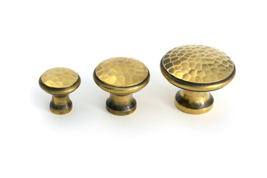 From The Anvil's Aged Brass Hammered Cabinet Knob