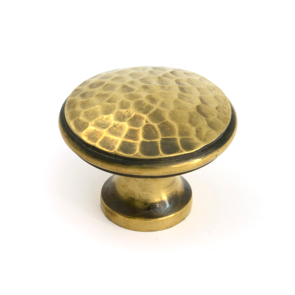 From The Anvil's Aged Brass Hammered Cabinet Knob