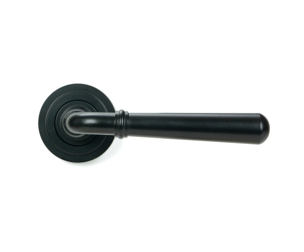 From The Anvil's Matt Black Newbury Lever on Rose Set (Unsprung)