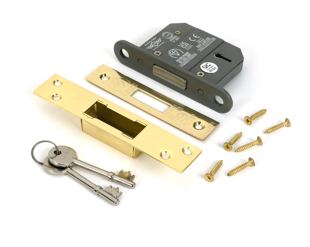 From The Anvil's Polished Brass BS 5 Lever Deadlock KD