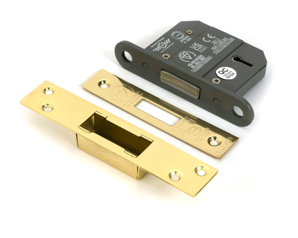 From The Anvil's Polished Brass BS 5 Lever Deadlock KD