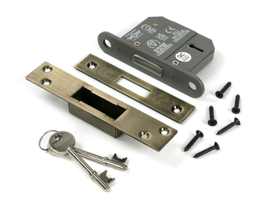 From The Anvil's Aged Brass BS 5 Lever Deadlock KD