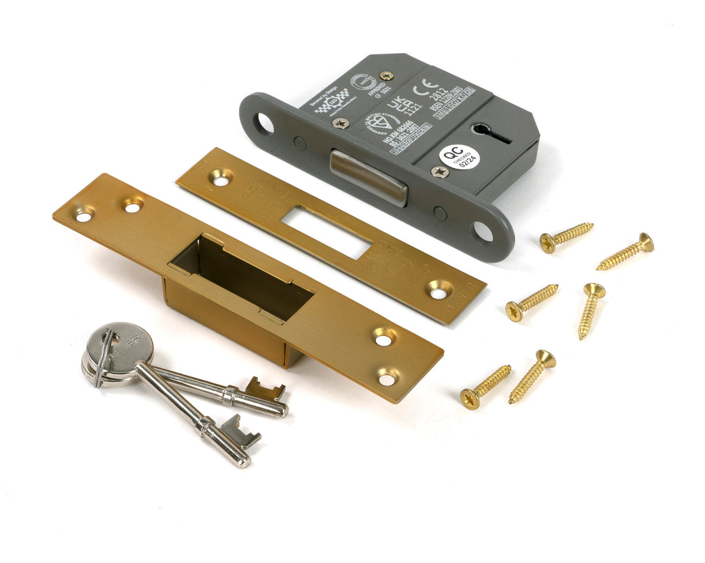 From The Anvil's Satin Brass BS 5 Lever Deadlock KA