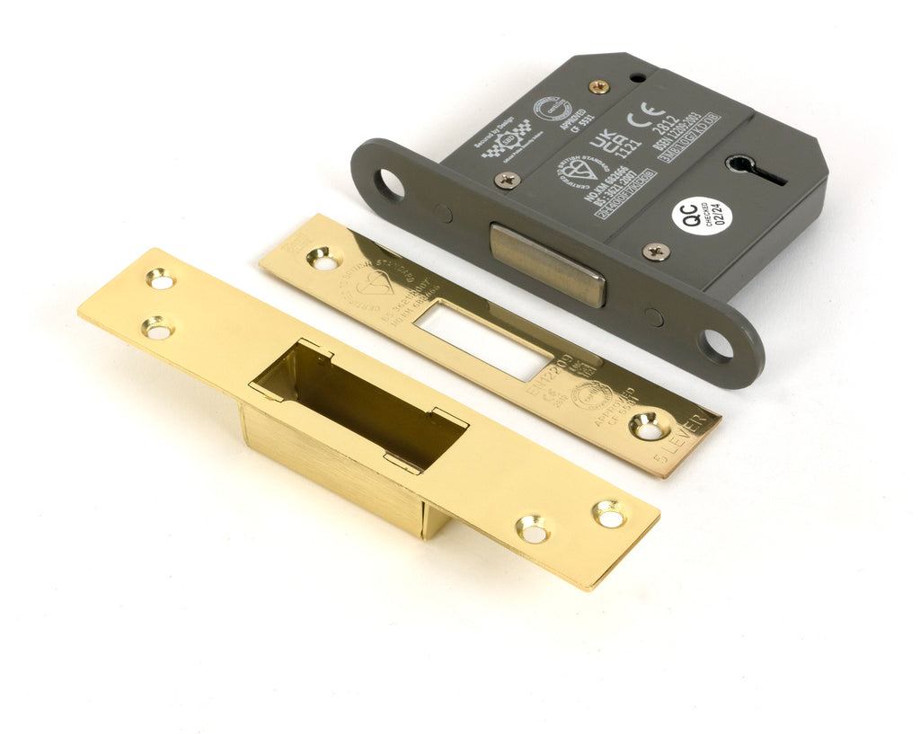 From The Anvil's Polished Brass BS 5 Lever Deadlock KA