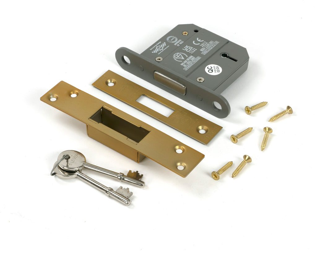 From The Anvil's Satin Brass BS 5 Lever Deadlock KA