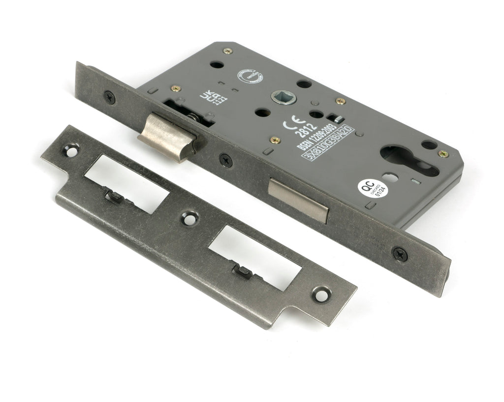 From The Anvil's Pewter Patina Euro Din Sash Lock - 60mm Backset/72mm Centre