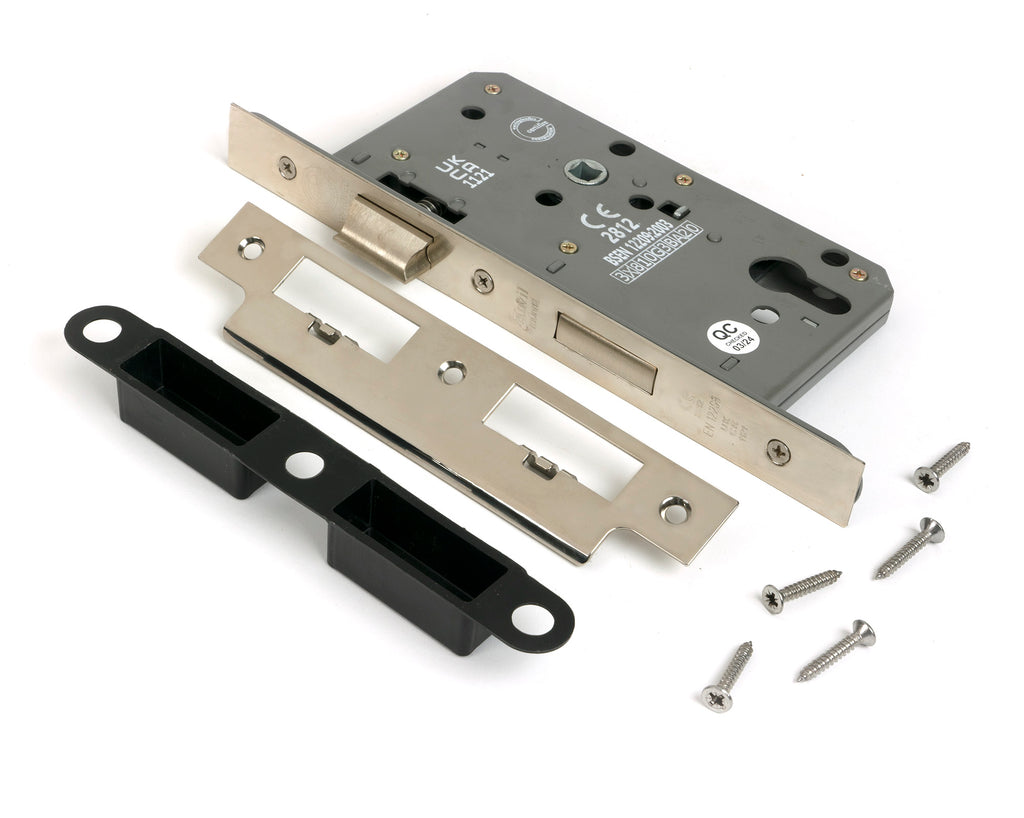 From The Anvil's Polished Nickel Euro Din Sash Lock - 60mm Backset/72mm Centre