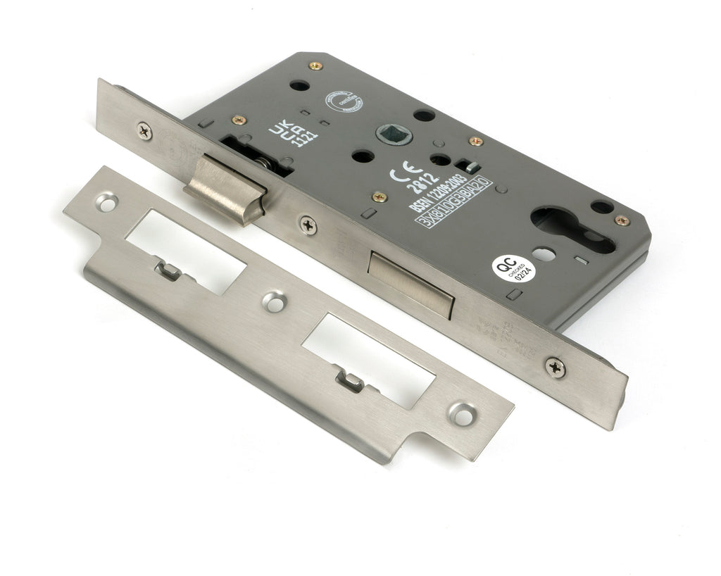 From The Anvil's Satin Chrome Euro Din Sash Lock - 60mm Backset/72mm Centre