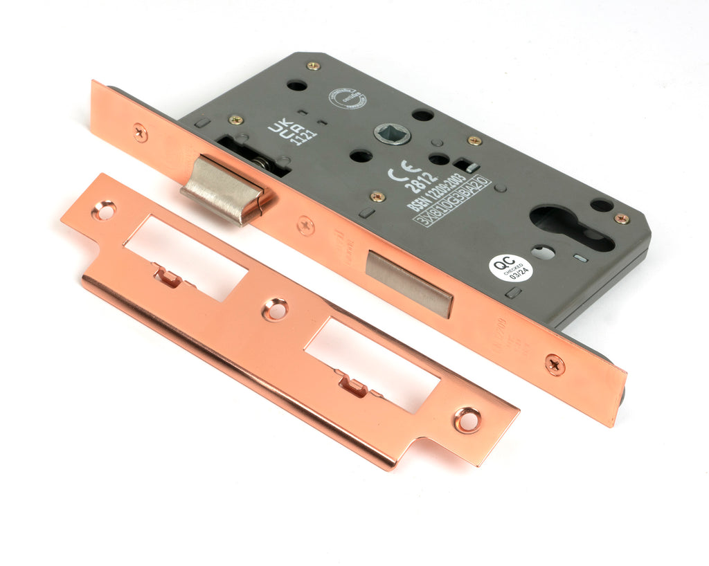 From The Anvil's Polished Bronze Euro Din Sash Lock - 60mm Backset/72mm Centre